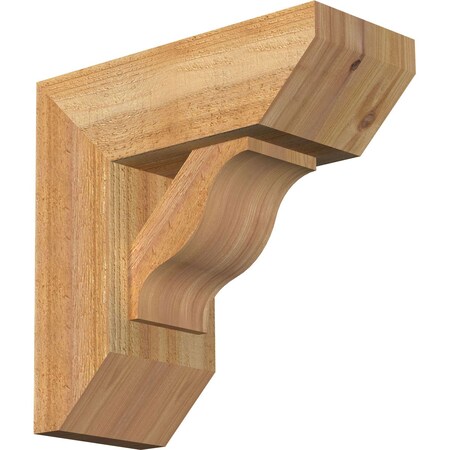 Ekena Millwork Funston Slat Rough Sawn Bracket w/ Offset Brace, Western Red Cedar, 6"W x 14"D x 14"H BKT0604X14X14FST06RWR
